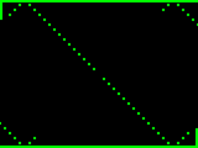 PingPong: two green bats and dozens of green balls bouncing between the walls